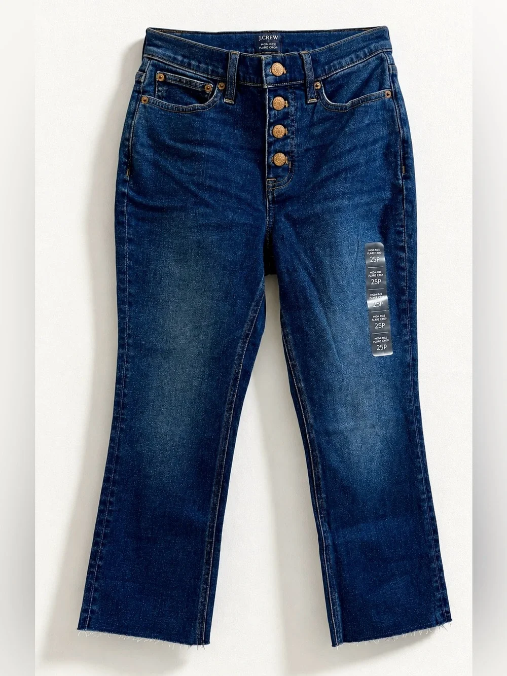 J.Crew High-Rise Flare Crop Jeans Button Fly Dark Wash 25P Petite NWT